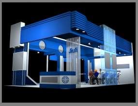 蓝色展位3D模型设计